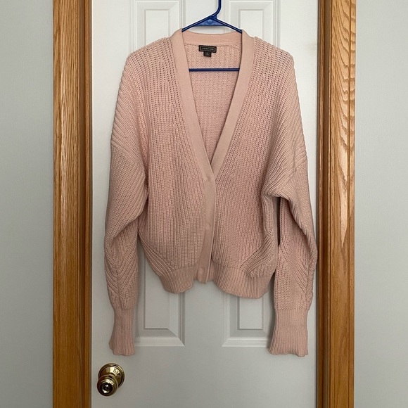 J. Crew Point Sur Blush Pink Chunky Knit Cardigan Sweater Size Large - Picture 2 of 10
